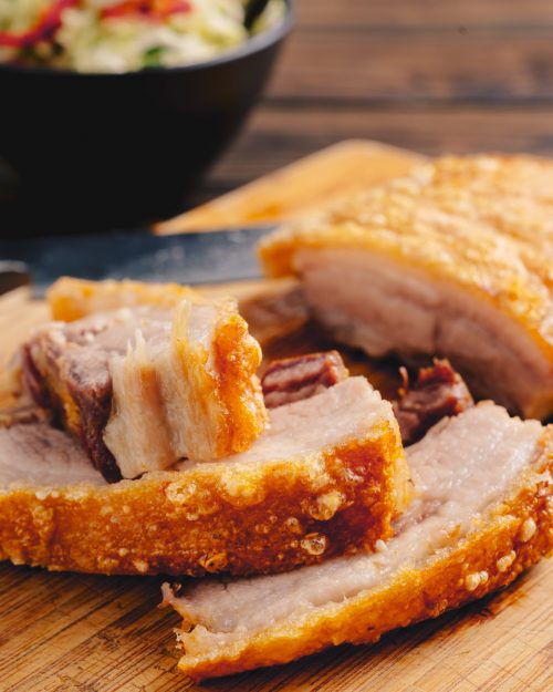 Crispy Roast Pork with Asian' Slaw