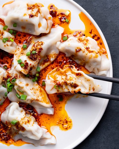 Gyoza with Spicy Peanut Sauce