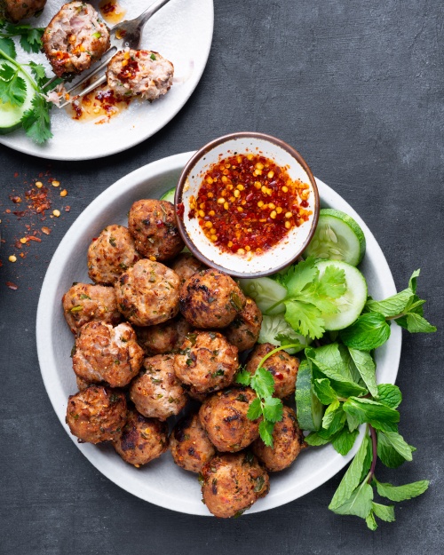 Crispy Thai Laab Meatballs