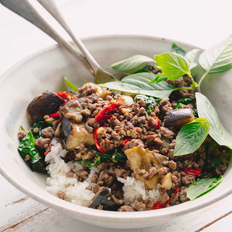 Basil, Beef & Eggplant Stir-fry