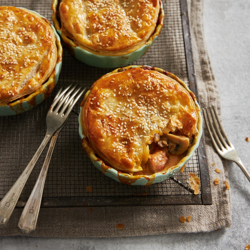 Creamy Gochujang Chicken & Bacon Pot Pies