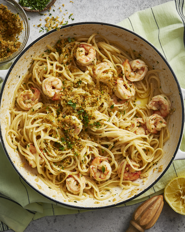 Creamy Miso Garlic Prawn Linguine