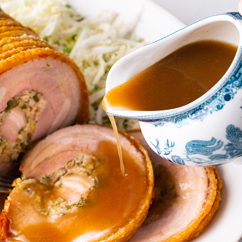 Crispy Crackling Pork With Herb Rice Stuffing