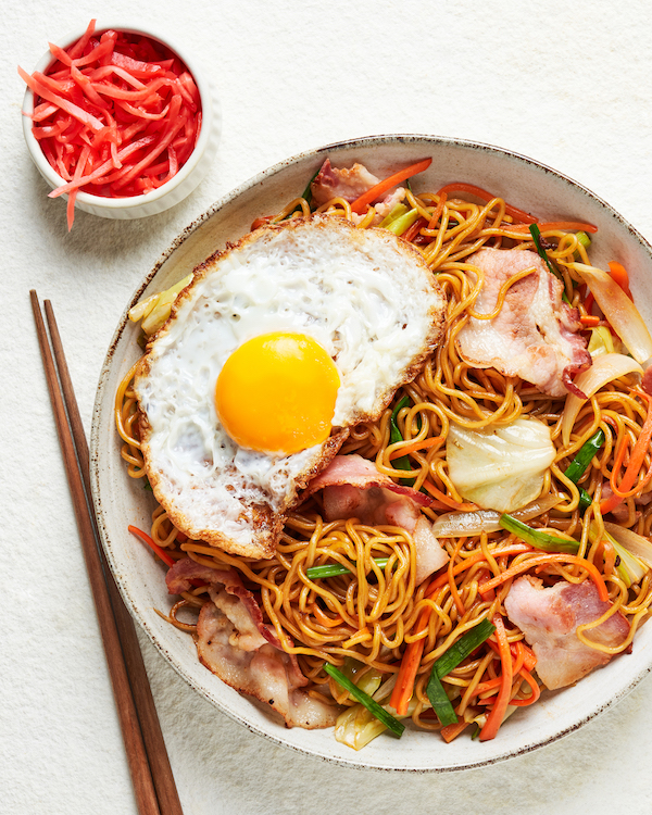 Feel-Good Eggs and Bacon Yakisoba