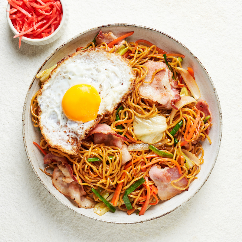 Feel-Good Eggs and Bacon Yakisoba