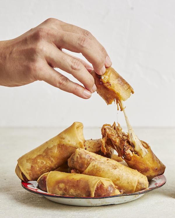 Leftover Pulled Pork Spring Rolls