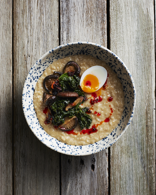 Rice Cooker Miso, Mushroom and Kale Oatmeal Congee