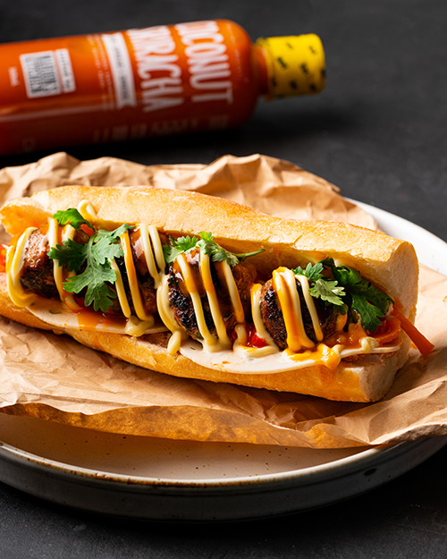 Spicy meatball banh mi