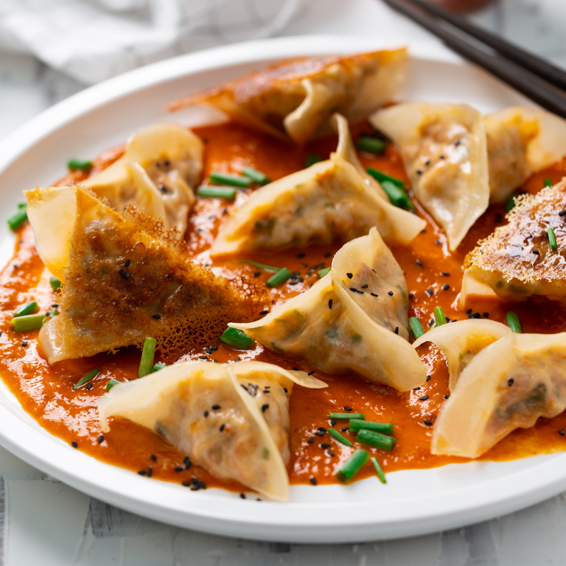 Smoky Sriracha Chicken Dumplings